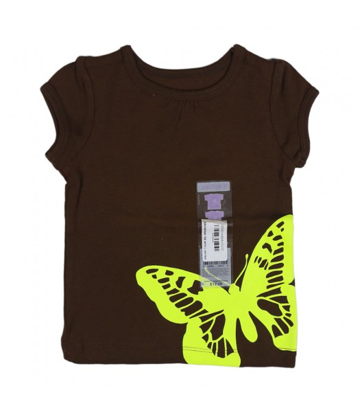 Carters Brown Tee With Lemon Butterfly