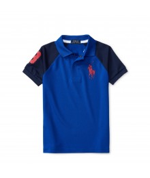 polo big pony blue wt black shoulder  boy polo